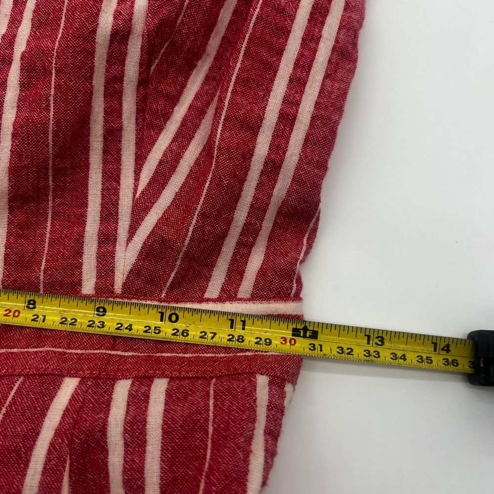 Lost + Wander Red White Striped Cotton Linen Wide Leg‎ Jumpsuit XS LRB70347 - Picture 10 of 11
